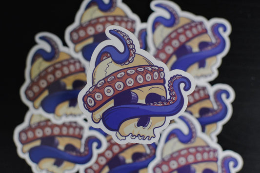 Octopus Tentacle Skull Die-Cut Vinyl Sticker