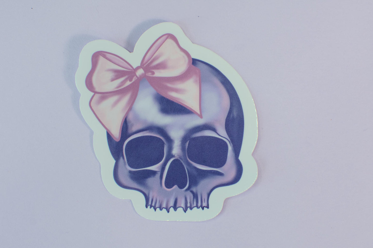 Purple Skull with a Pink Bow Die Cut Vinyl Sticker