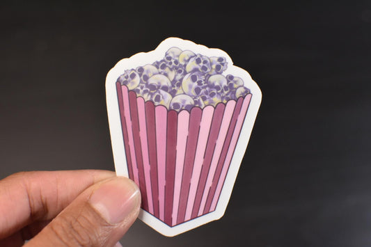 Skull Popcorn Die-Cut Vinyl Sticker
