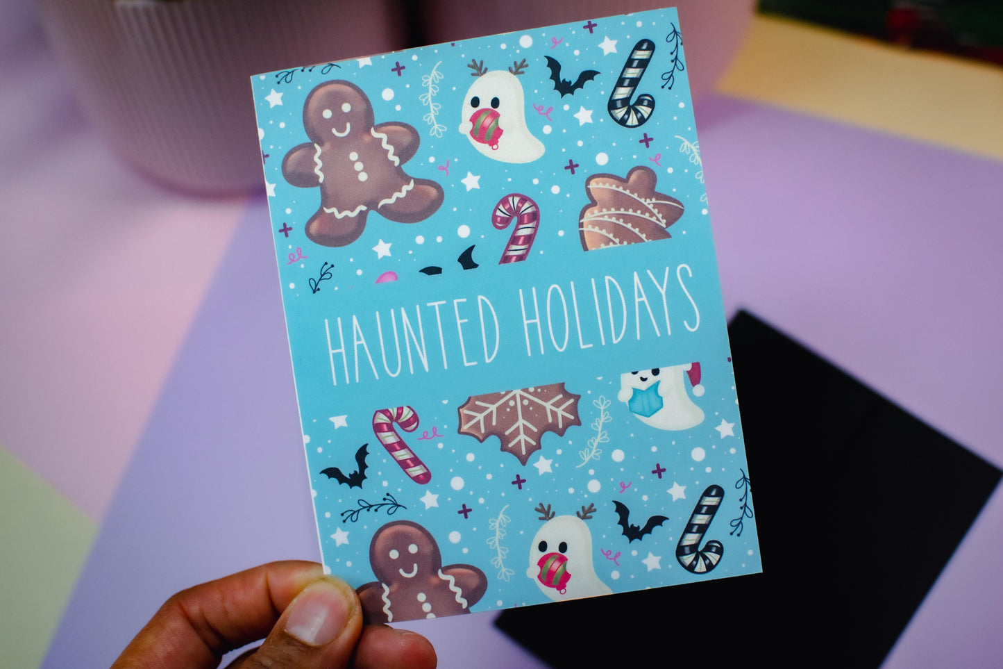 Haunted Holidays Gingerbread and Ghosts Holiday Greeting Card
