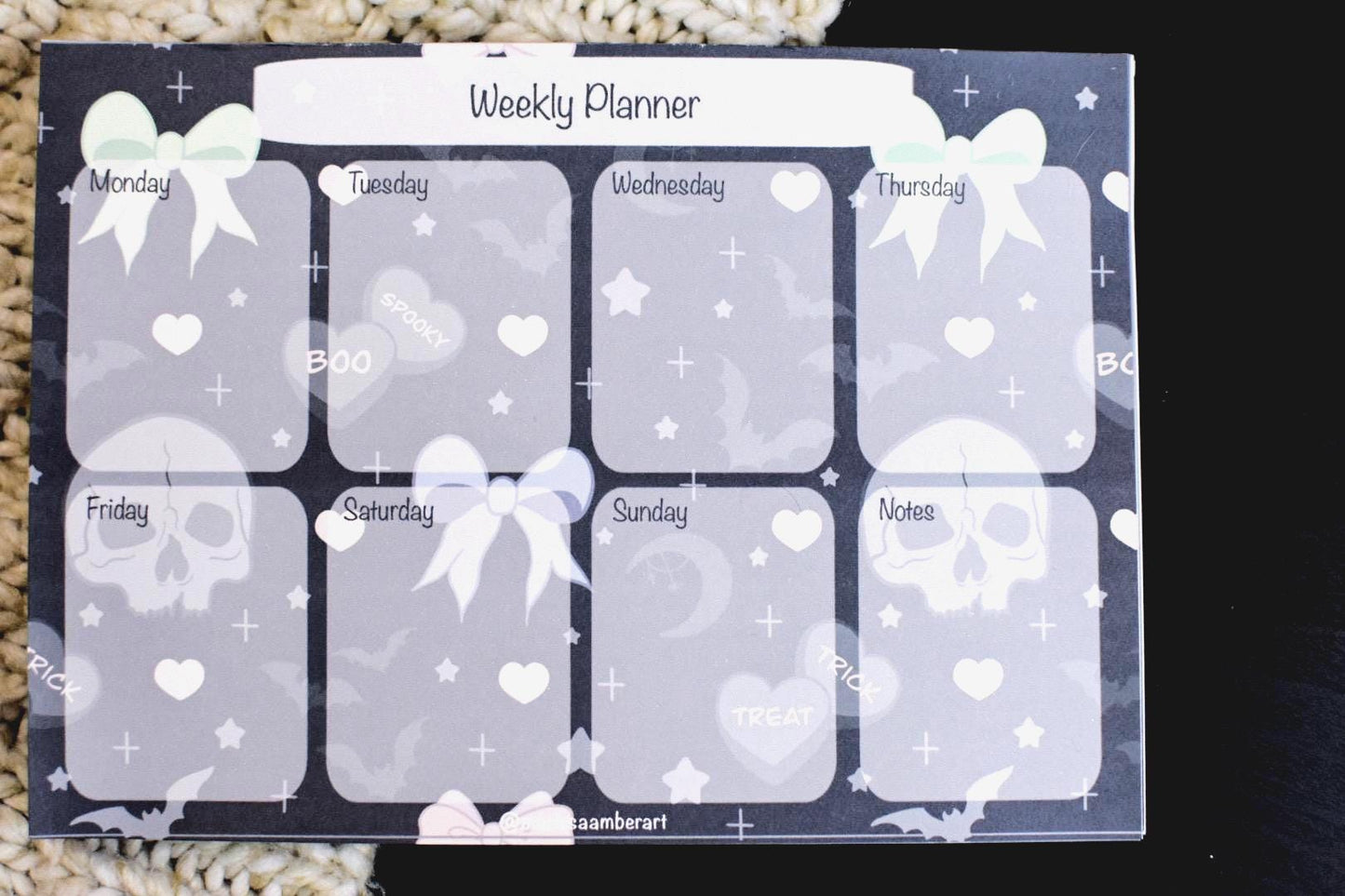 Handmade Pastel Goth Weekly Planner Pad | 5in x7in