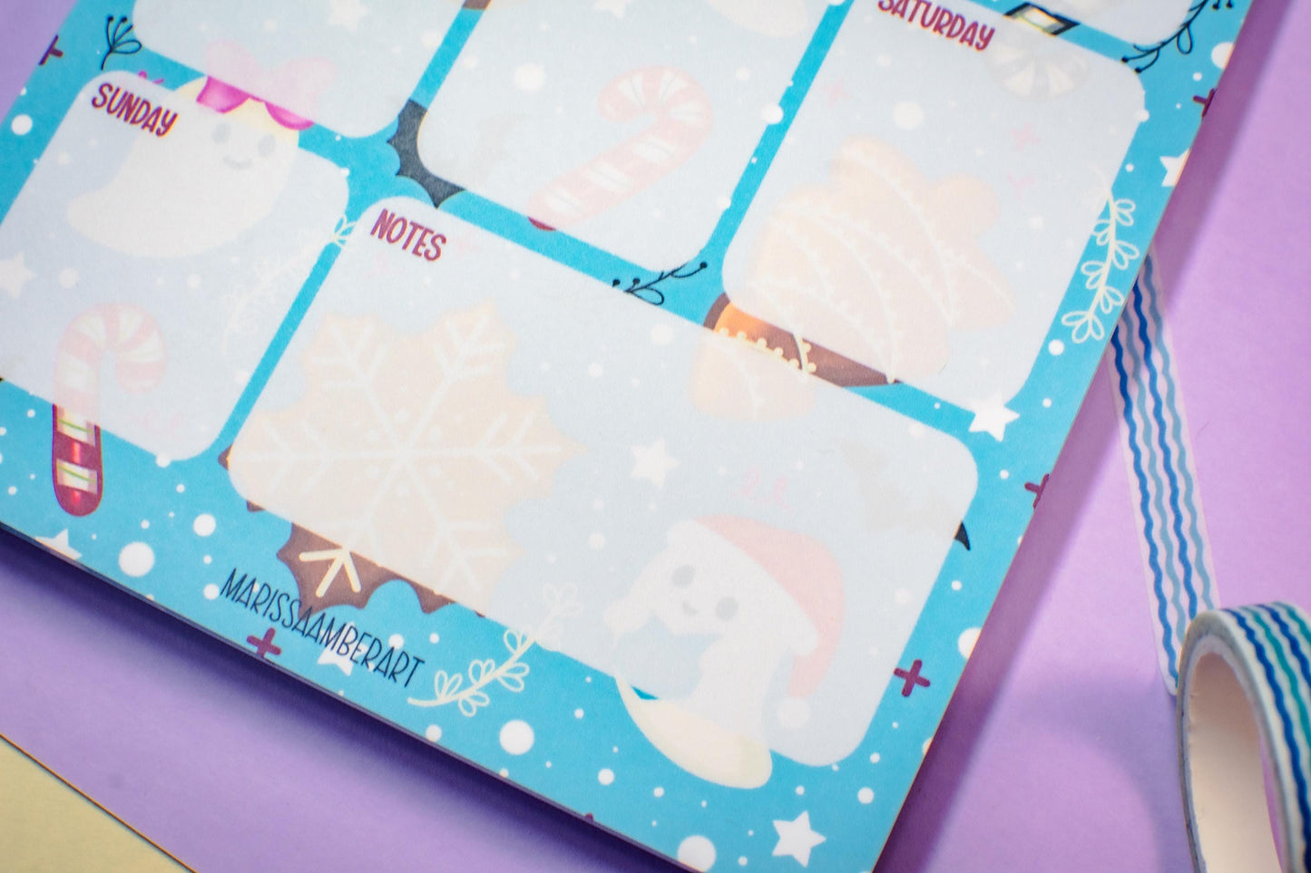 Handmade Gingerbread and Ghosts Weekly Planner Notepad | 5in x 7in