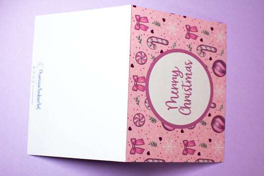Merry Christmas Pink Winter Holiday Coquette Holiday Greeting Card