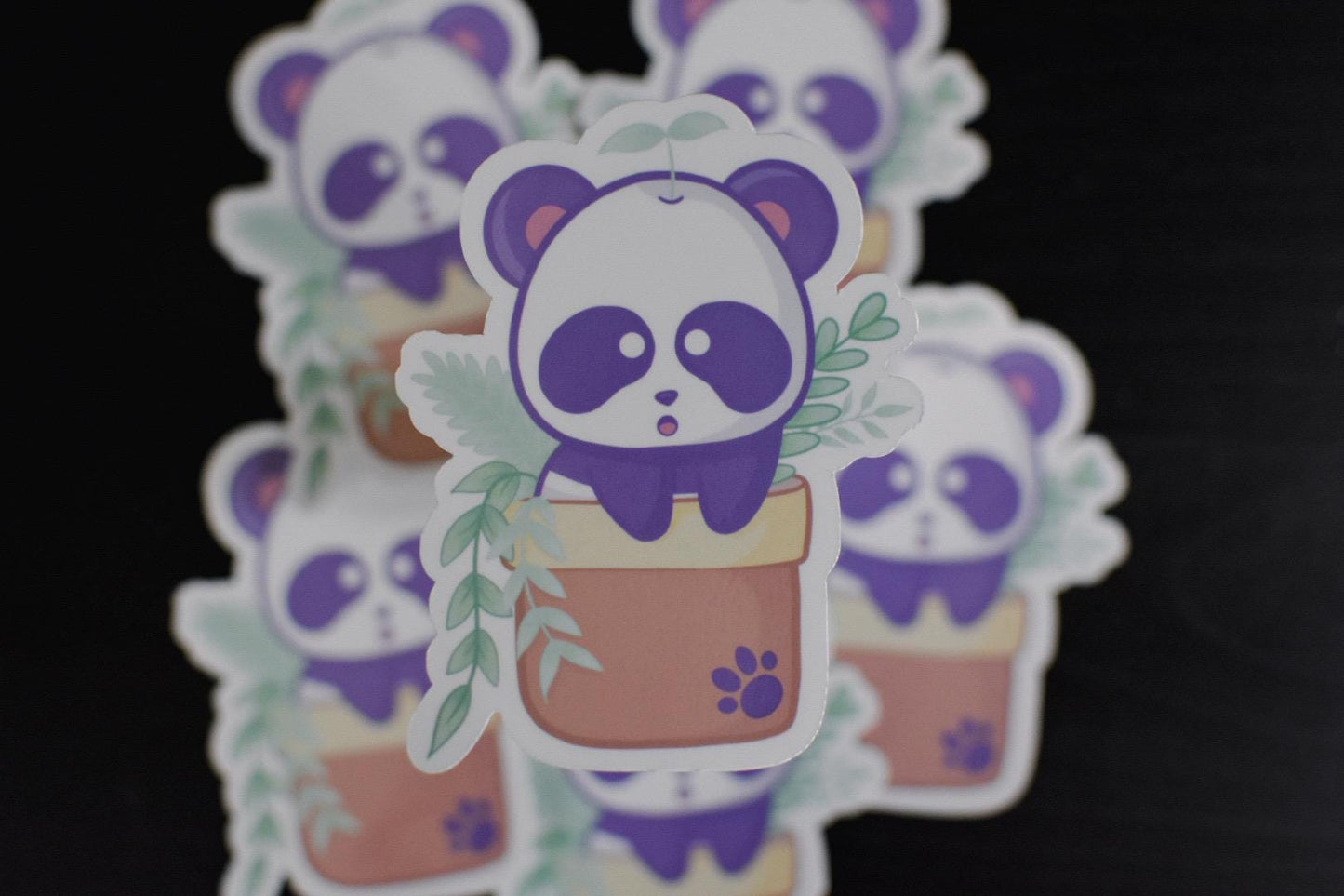 Potted Panda Die-Cut Vinyl Sticker