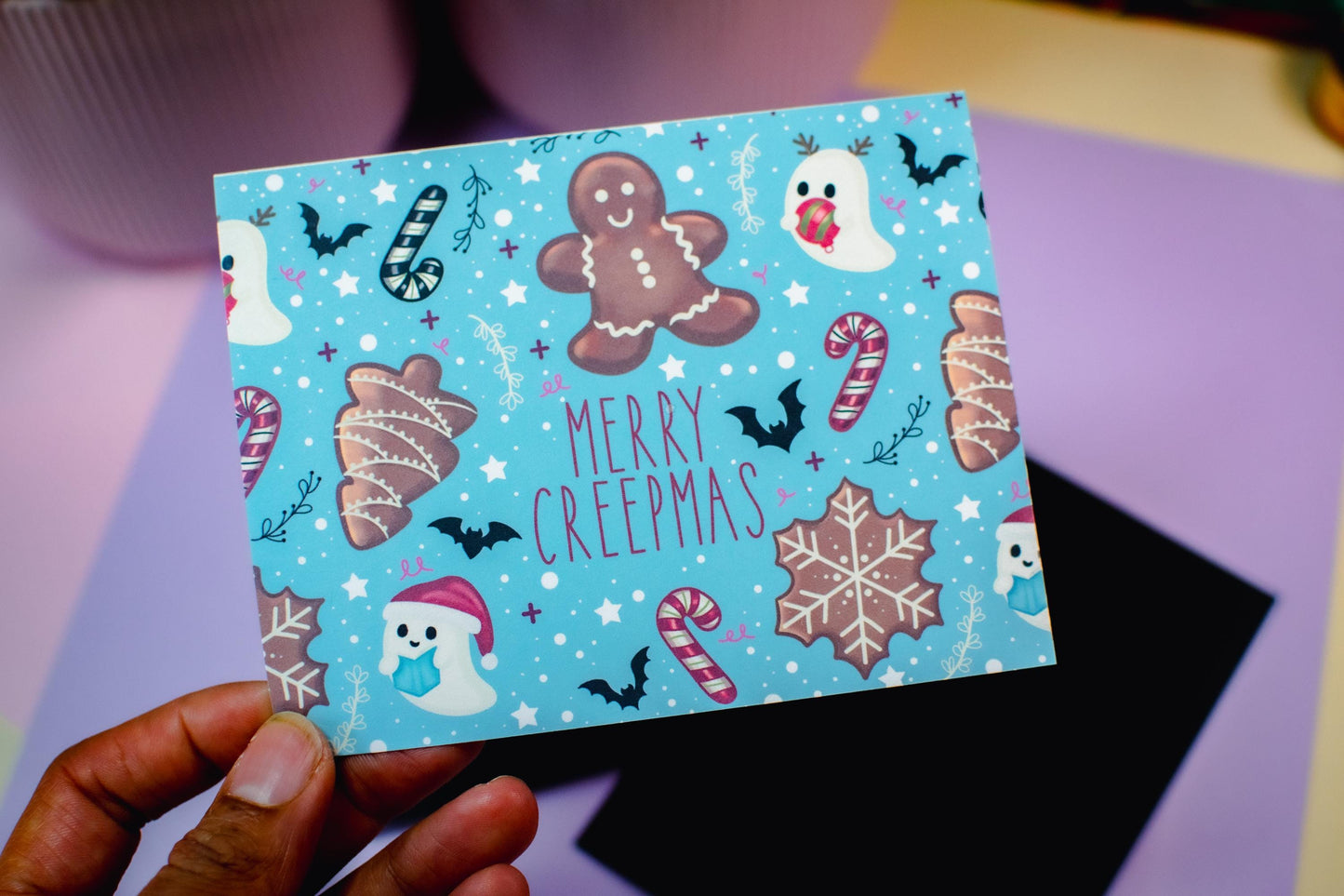Merry Creepmas Gingerbread and Ghosts Holiday Greeting Card