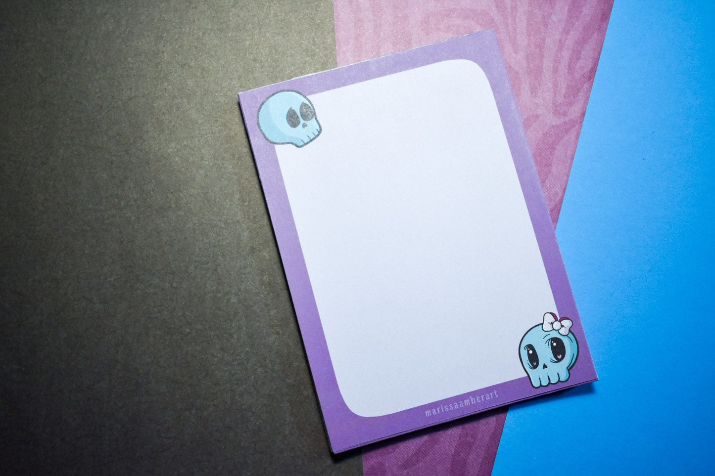 Handmade Purple Skull Blank Notepad | 4.25in x 5.5in