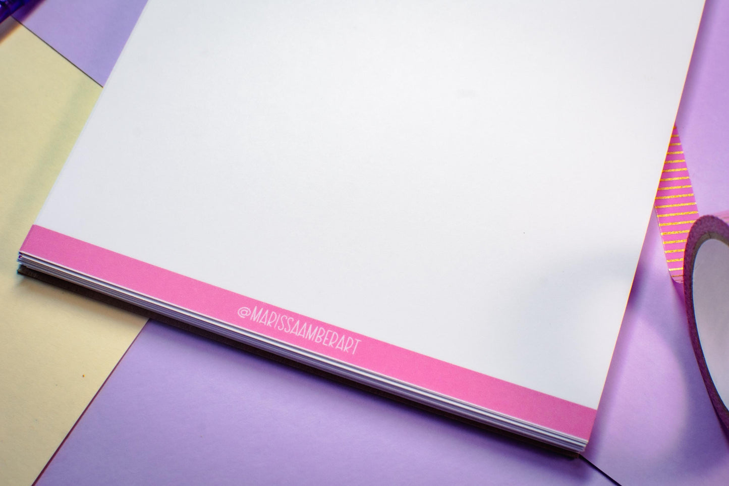 Handmade Pink Winter Holiday Bows Notepad | 5in x 7in