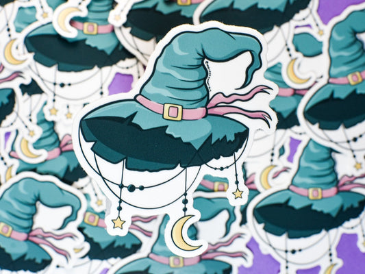 Pastel Witches Hat Die-Cut Vinyl Sticker