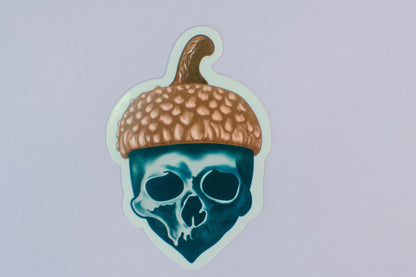 Blue Acorn Skull Die-Cut Vinyl Sticker