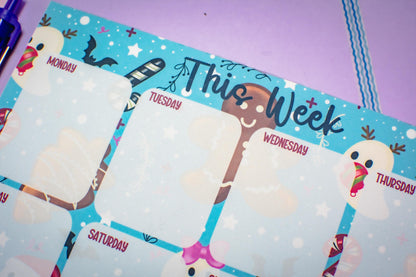 Handmade Gingerbread and Ghosts Weekly Planner Notepad | 5in x 7in