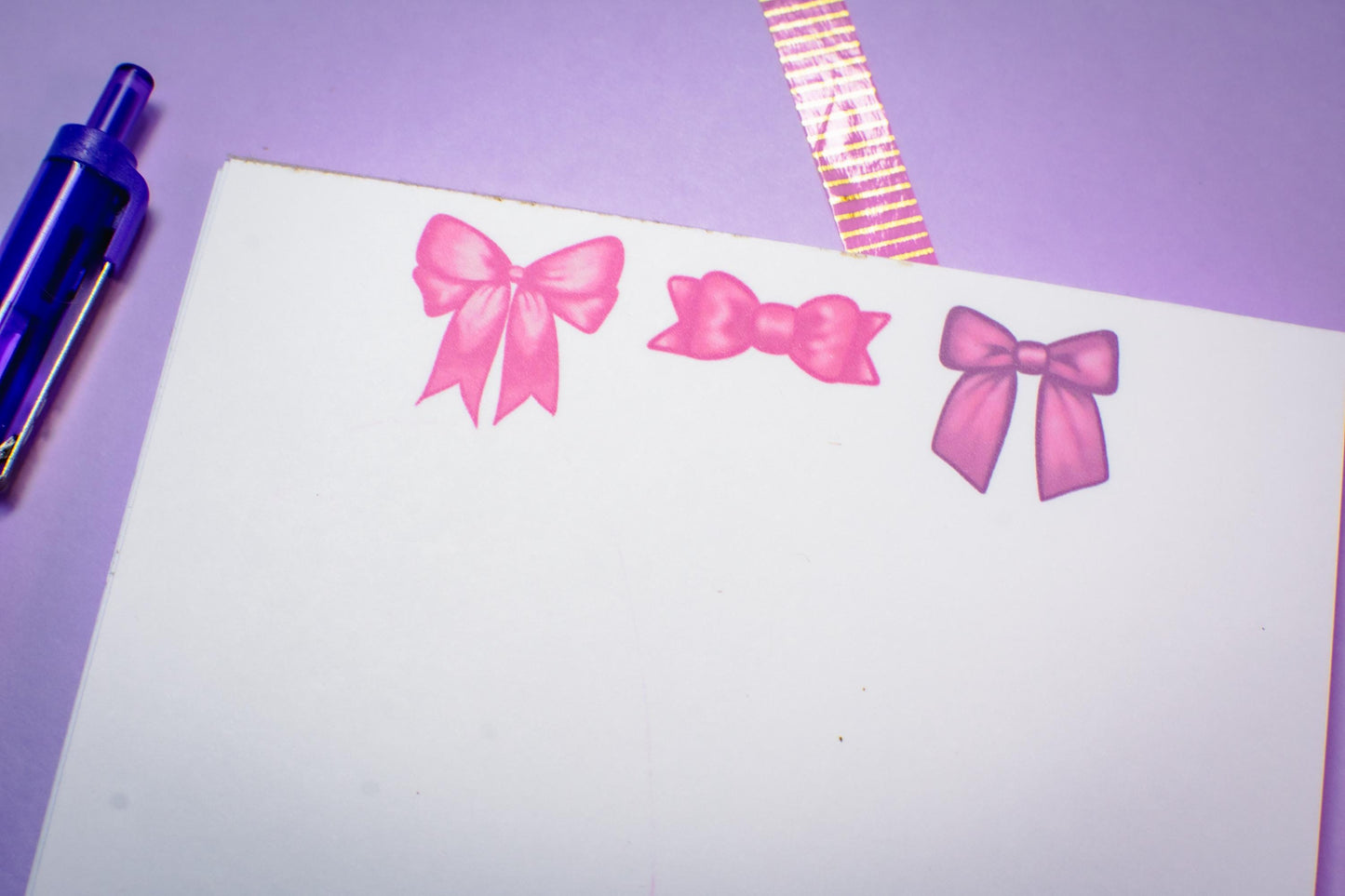 Handmade Pink Winter Holiday Bows Notepad | 5in x 7in