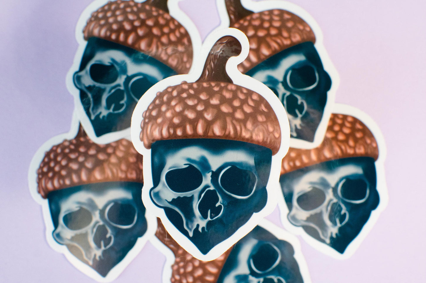 Blue Acorn Skull Die-Cut Vinyl Sticker