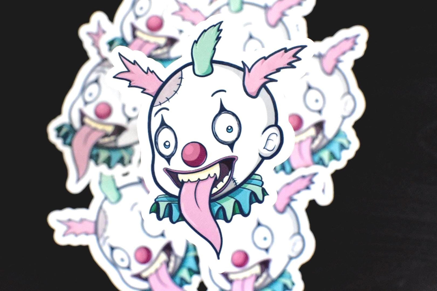 Spooky Pastel Clown Die-Cut Vinyl Sticker