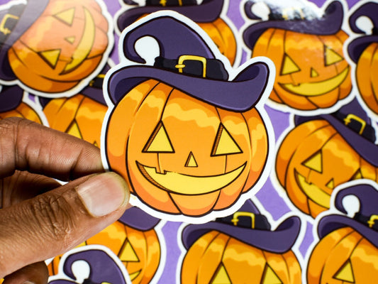 Pumpkin Witch Die-Cut Vinyl Sticker