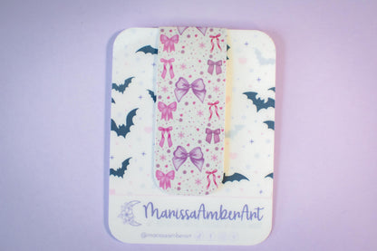 Pink Winter Holiday Coquette Bows l Magnetic Bookmark