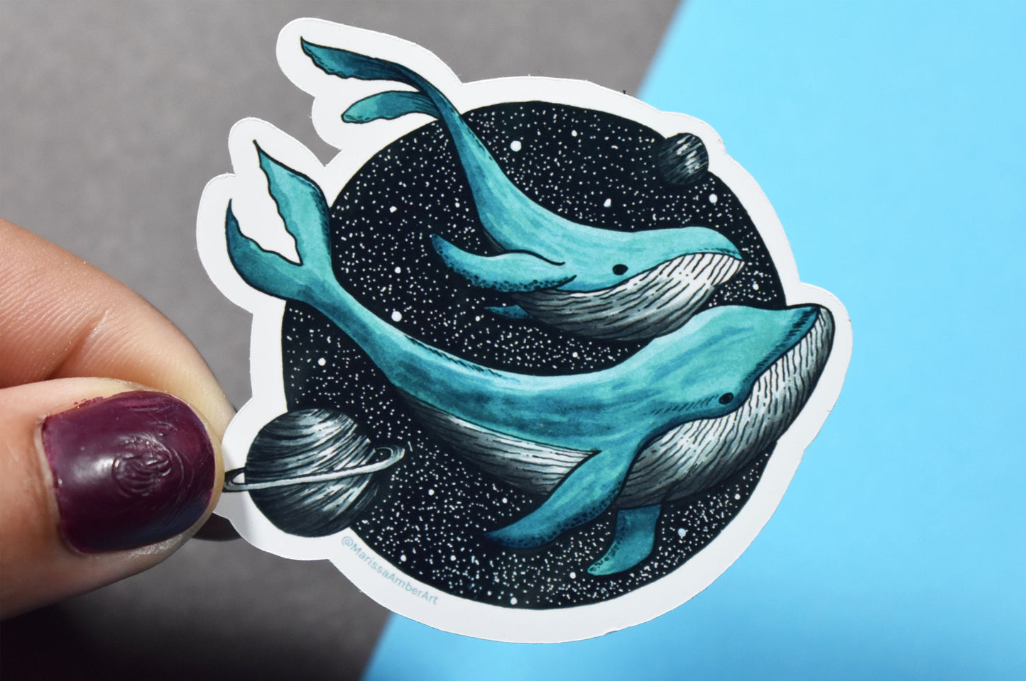Space Whales Die-Cut Vinyl Sticker