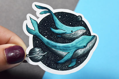Space Whales Die-Cut Vinyl Sticker