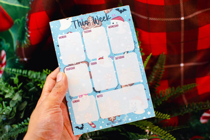 Handmade Gingerbread and Ghosts Weekly Planner Notepad | 5in x 7in