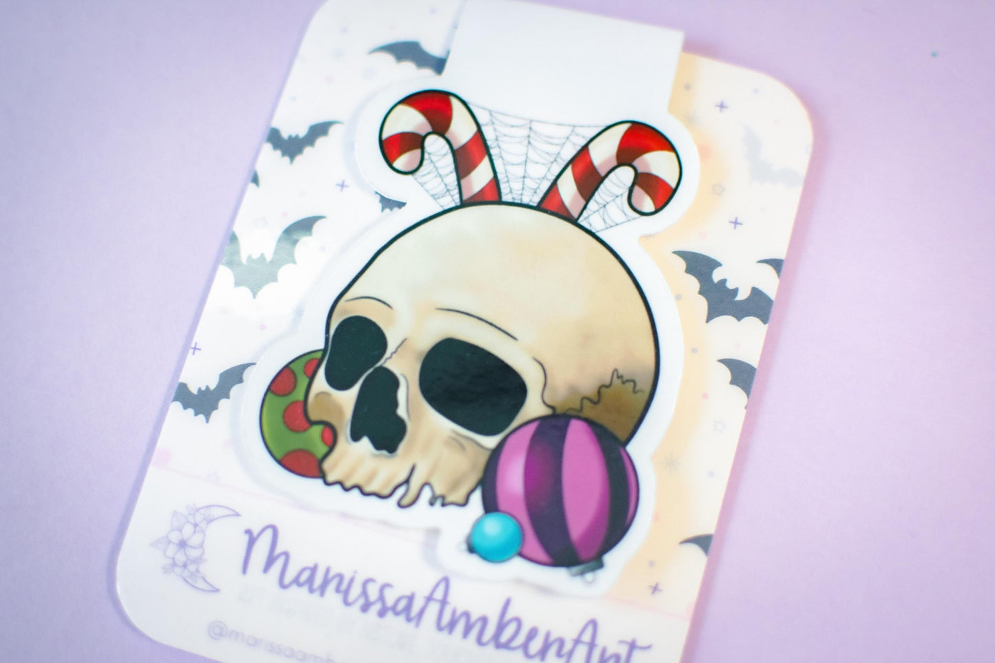 Festive Winter Holiday Skull Magnetic Bookmark
