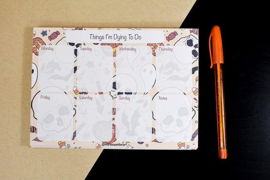 Handmade Spooky Season Weekly Planner Notepad | 5in x 7in