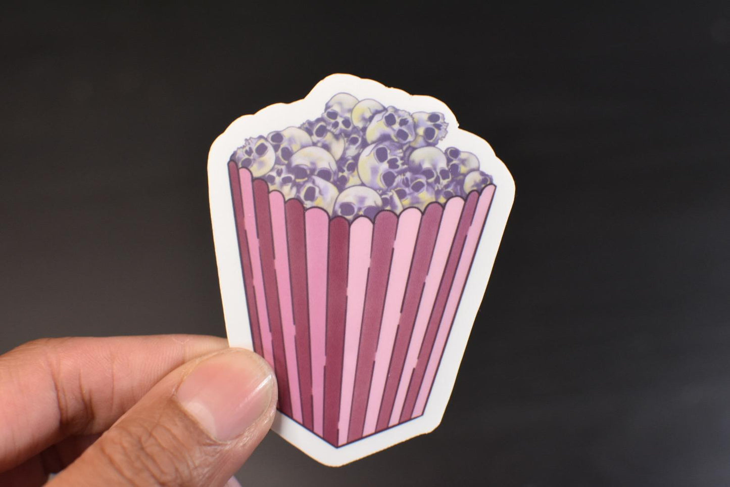 Skull Popcorn Die-Cut Vinyl Sticker