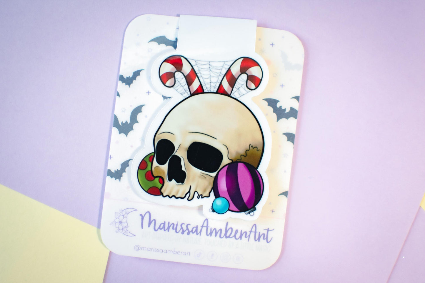 Festive Winter Holiday Skull Magnetic Bookmark