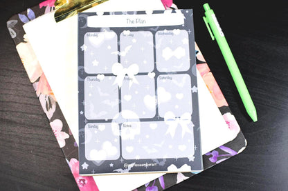 Handmade Pastel Goth Weekly Planner Pad | 5in x7in