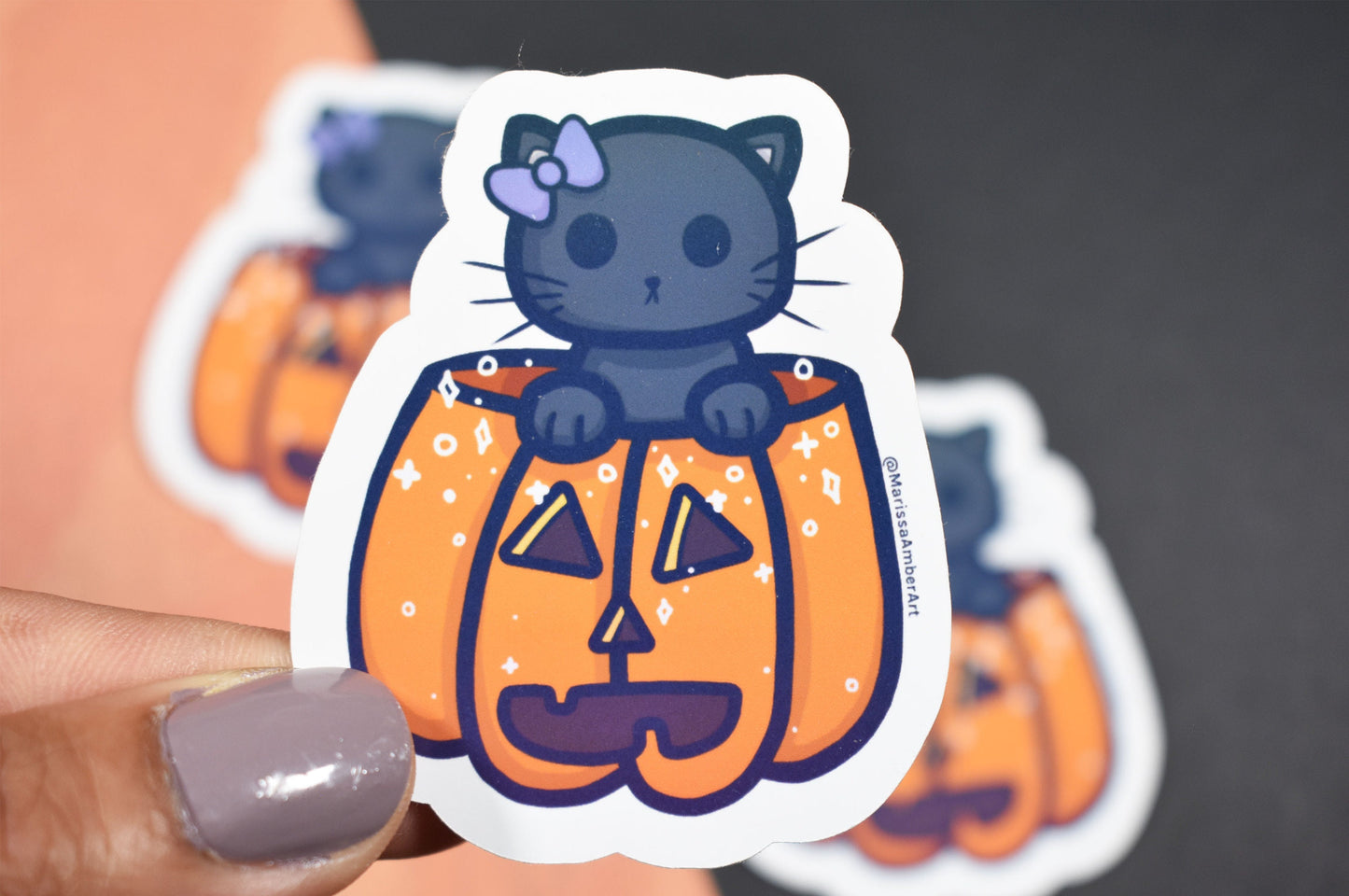Cat in Pumpkin Die-Cut Vinyl Sticker