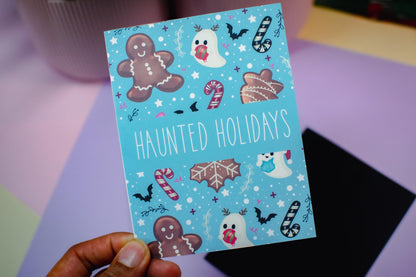 Haunted Holidays Gingerbread and Ghosts Holiday Greeting Card
