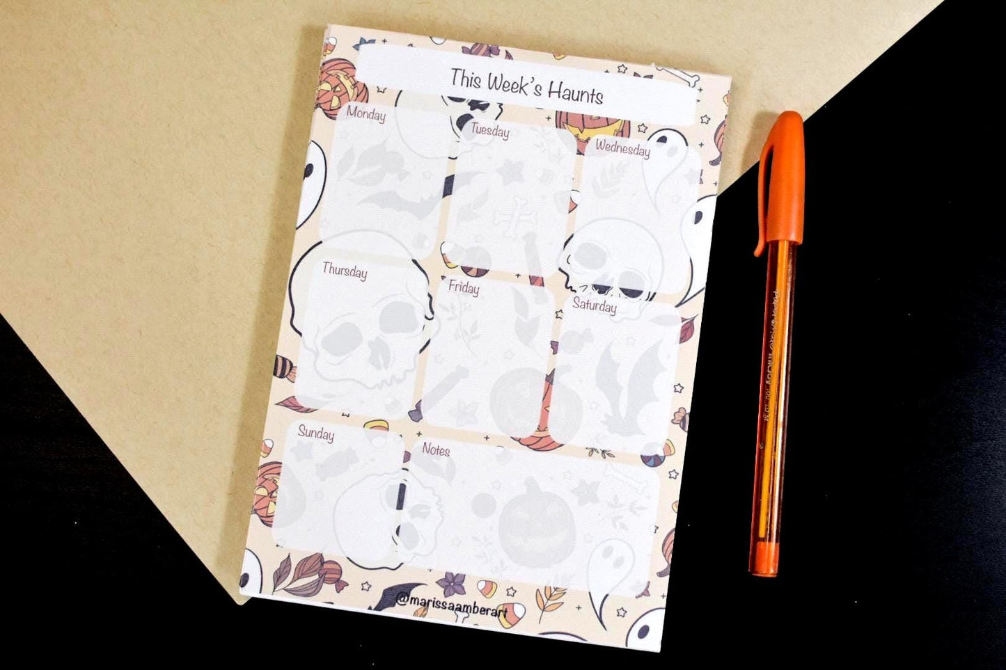 Handmade Spooky Season Weekly Planner Notepad | 5in x 7in