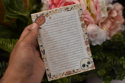 Handmade Spooky Season Lined Notepad | 4.25in x 5.5in