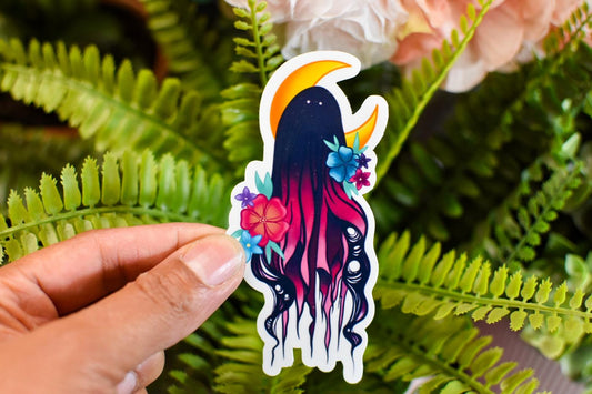 Floral Ghost Die-Cut Vinyl Sticker