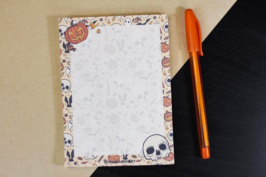 Handmade Spooky Season Blank Notepad | 4.25in x5.5in