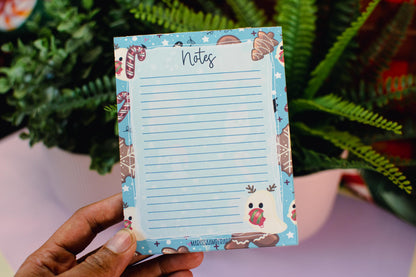 Handmade Gingerbread and Ghosts Lined Notepad | 4.25in x 5.5in