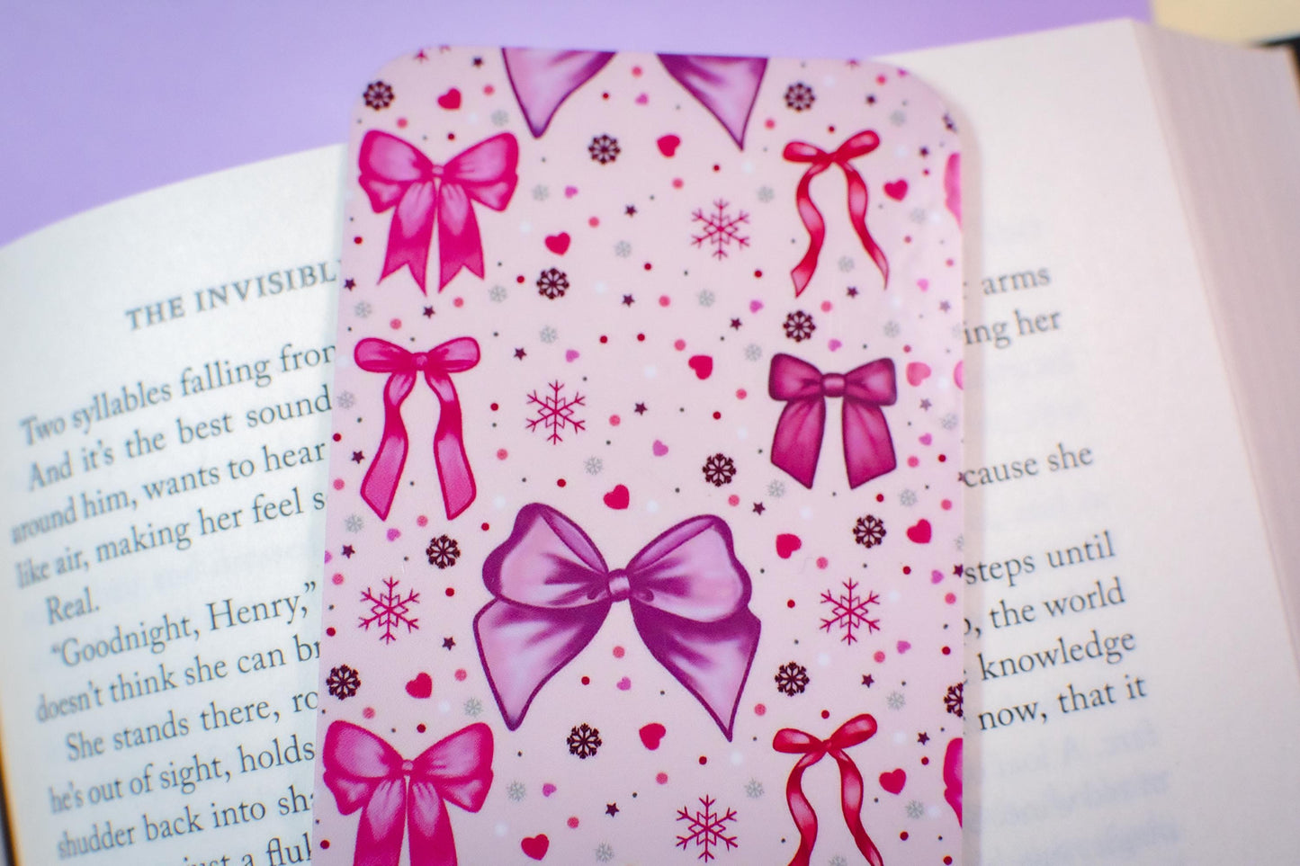 Pink Winter Holiday Bows Bookmark