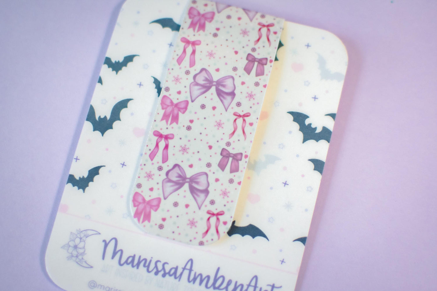 Pink Winter Holiday Coquette Bows l Magnetic Bookmark