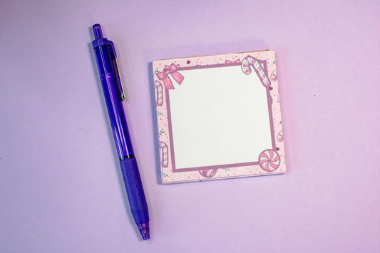 Handmade Pink Winter Holiday Coquette Mini Notepad | 3in x 3in