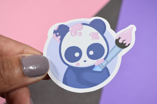 Painter Panda Die-Cut Vinyl Sticker
