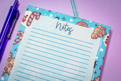 Handmade Gingerbread and Ghosts Lined Notepad | 4.25in x 5.5in