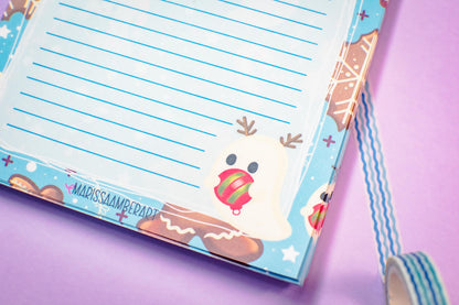 Handmade Gingerbread and Ghosts Lined Notepad | 4.25in x 5.5in