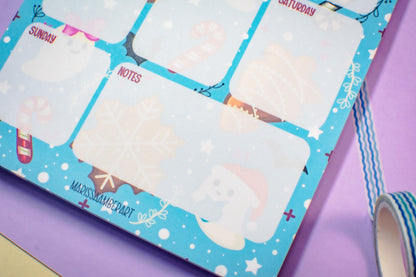 Handmade Gingerbread and Ghosts Weekly Planner Notepad | 5in x 7in