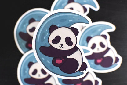 Moon Panda Die-Cut Vinyl Sticker