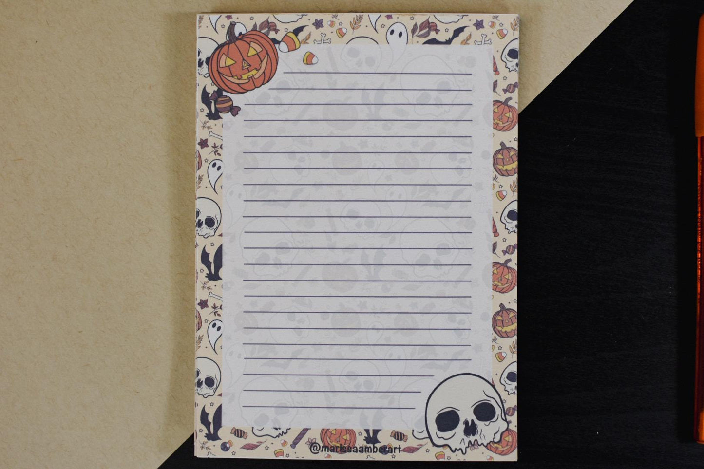 Handmade Spooky Season Lined Notepad | 4.25in x 5.5in