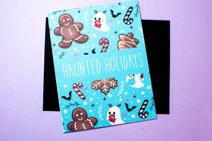 Haunted Holidays Gingerbread and Ghosts Holiday Greeting Card