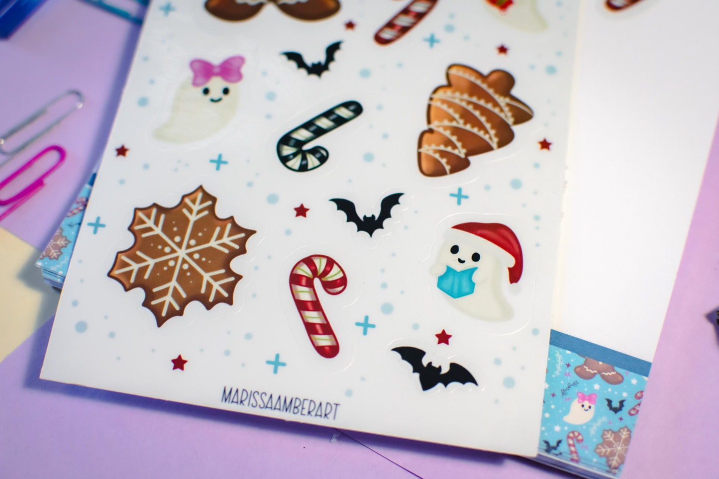 Gingerbread and Ghosts Kiss-Cut Vinyl Sticker Sheet