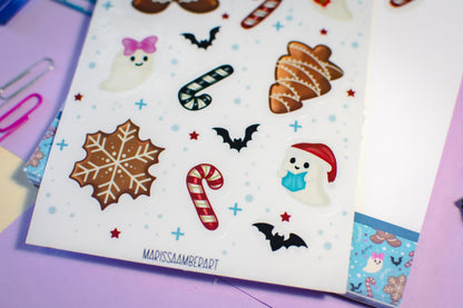 Gingerbread and Ghosts Kiss-Cut Vinyl Sticker Sheet