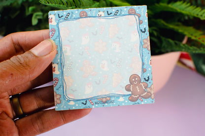 Handmade Gingerbread and Ghosts Mini Notepad | 3in x 3in