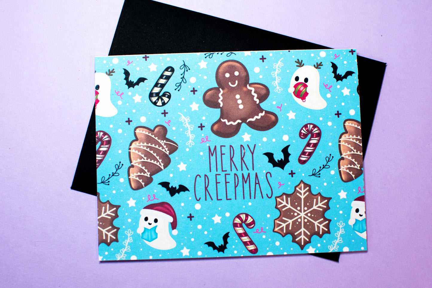 Merry Creepmas Gingerbread and Ghosts Holiday Greeting Card