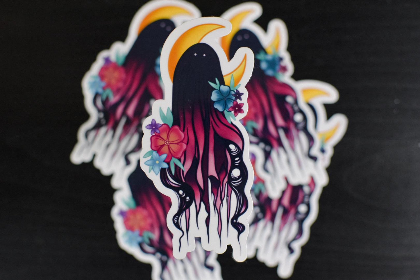 Floral Ghost Die-Cut Vinyl Sticker