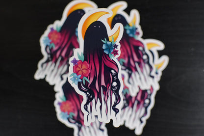 Floral Ghost Die-Cut Vinyl Sticker